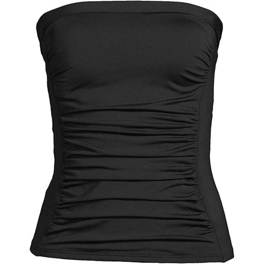 NWOT - Black, Lands' End Women's Bandeau Tankini Swimsuit Top, Size 8